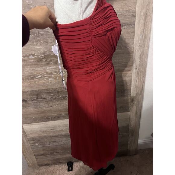 Tadashi pleated silk fitted Cocktail Dress 6 Red Party Prom Vintage - Picture 6 of 12